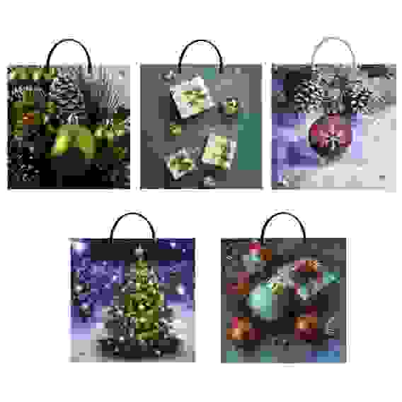 Пакет ПВД с пластиковой ручкой, 36x37см, 100 мкм, 5 дизайнов. 2024