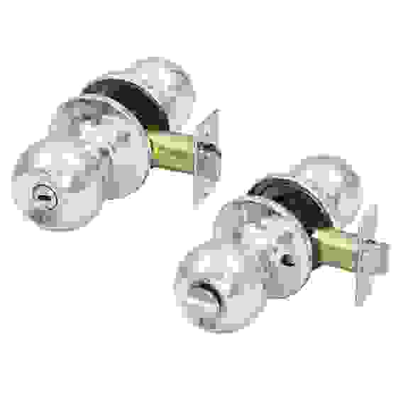 Комплект дверных ручек-кноб &quot;ХРОМ&quot; с фиксатором ЕРМАК