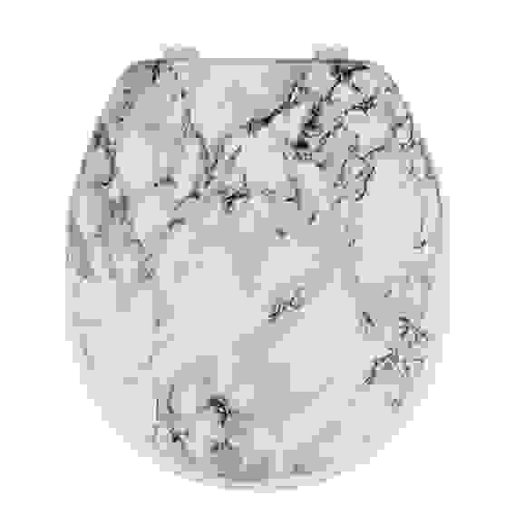 Сиденье для унитаза ПВХ, поролон, 39x36см, мрамор сер VETTA