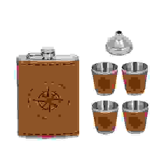 Набор походный, фляга, 4 стопки, лейка, нержав.сталь AZOR FISHING