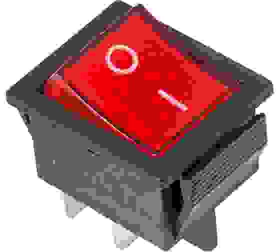 Выключатель клавишный 250V 16А (4с) ON-OFF красный с подсветкой, REXANT