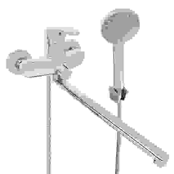 Смеситель для ванны с душем, прямой излив 35см, керам. картридж 40мм, хром, цинк, SK08-P114 СоюзКран