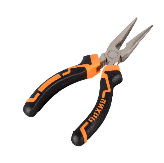 Длинногубцы прямые, 160 мм, никелированные, двухкомпонентные рукоятки Вихрь 73/6/3/10