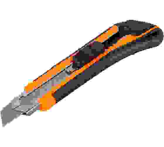 Нож с выдвижным лезвием 18 мм, двухкомпонентный корпус, автоматический фиксатор, Вихрь 73/10/10/4