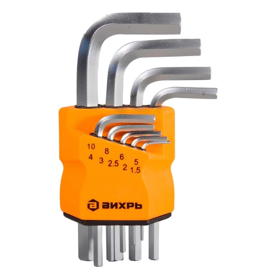 Набор ключей имбусовых HEX,9 шт,1.5-10 мм Вихрь 73/6/5/11