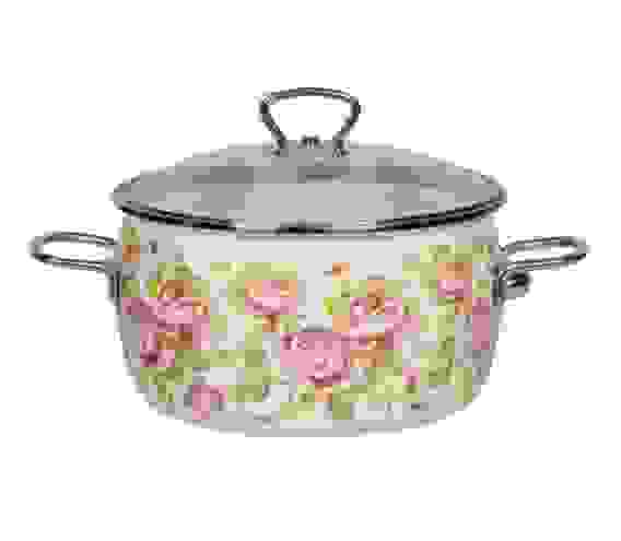 Кастрюля 2,0л сфер белая с рис [GABRIELLA]