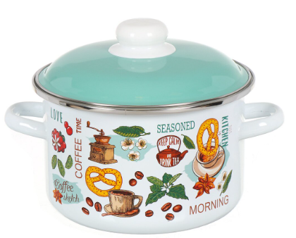 Кастрюля 3,0л цил белая с рис [УТРЕННИЙ КОФЕ]