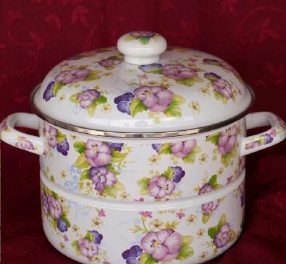 Кастрюля 3.5л сфер белая с рис [ЦВЕТЫ] 22см