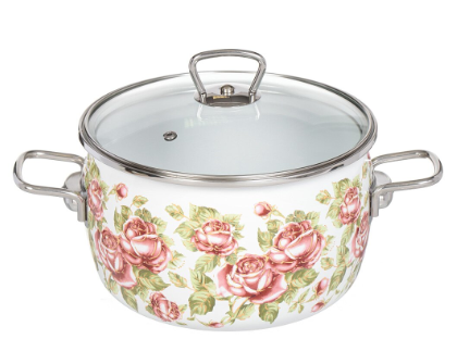 Кастрюля 4,0л сфер белая с рис [GABRIELLA]