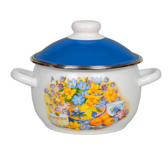 Кастрюля 2,0л шар белая с рис [ORANGE]