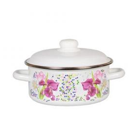 Кастрюля 5,0л цил белая с рис [МОЗАИКА] стекл кр