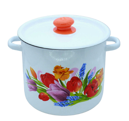 Кастрюля 5,5л цил белая с рис пл/кнопка [ТЮЛЬПАН МАЙ]