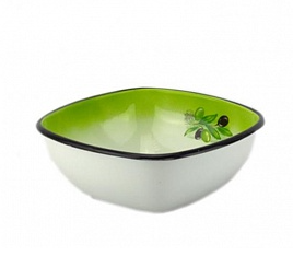 Миска 0,6л эм квадр белая с рис [ОЛИВИЯ]