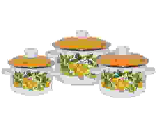 Набор кастрюль цил № 19 [ГРУШЕВЫЙ САД] белый