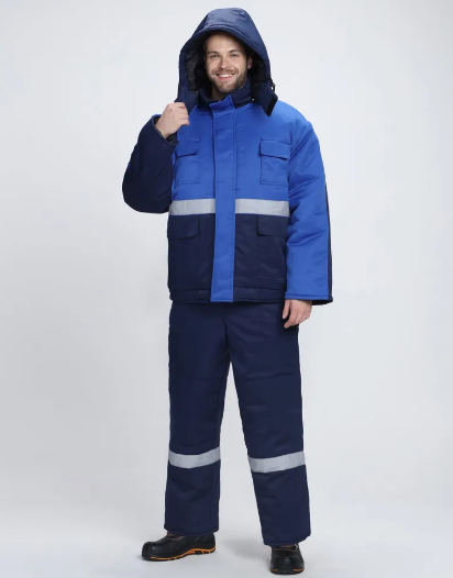 Костюм зимний &quot;Темп&quot; т.синий/василек, полукомбез, тк. Смесовая 210