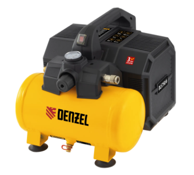 Компрессор Denzel DLS750/6 малошумный 750 Вт, 6л, 140 л/мин, ресивер безмаслянный