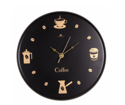 Часы настенные из металла, d=27 см, черный &quot;Время для кофе&quot; Рубин