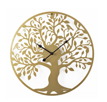 Часы настенные из металла, d=50 см, открытая стрелка, золото \"Дерево жизни\" Рубин