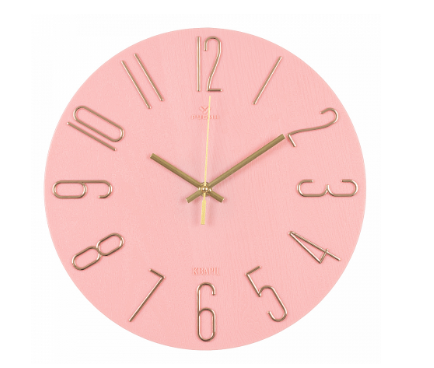Часы настенные d=30см, корпус коралловый+золото \"Классика\" Рубин