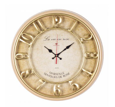 Часы настенные круг d=41 см, корпус бежевый с золотом \"Винтаж\" \"Рубин\"