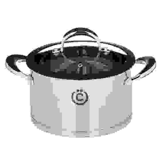 Кастрюля 20х11см 3,2л, со стекл. крышкой, индукция, нерж. сталь Джела ВСЁГАЗИН