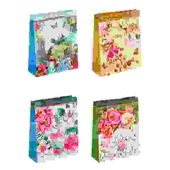 Пакет подарочный, бумажный, 26x32x10 см, 4 дизайна, цветы, арт.3 LADECOR