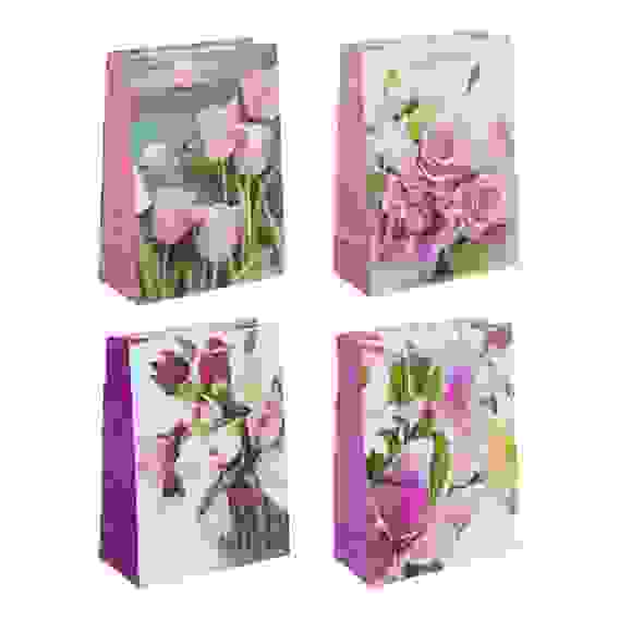Пакет подарочный, бумажный, 17,5x24x8 см, 4 дизайна, весенние цветы LADECOR