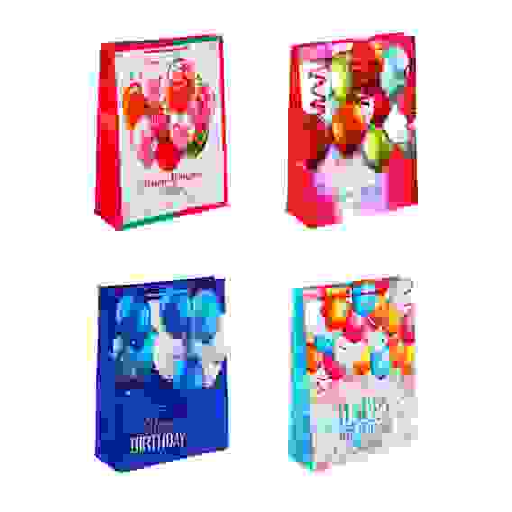 Пакет подарочный, бумажный, 31x42x12 см, С Днем Рождения, 4 дизайна LADECOR