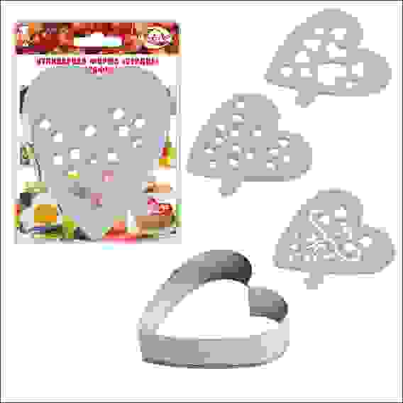 Кулинарная форма &quot;Сердце&quot; 8х7,5х2,5 см с 3 трафаретами AN8-14