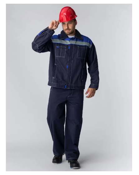 Костюм Флагман Фаворит-1 СОП (тк.Саржа,250) брюки, т.синий/васильковый