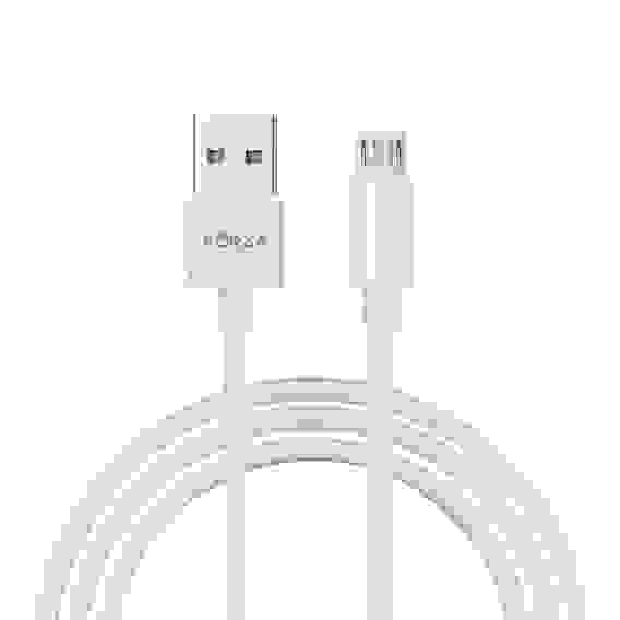 Кабель для зарядки Эталон microUSB, 1м, Быстрая зарядка 3А, QC, PD 20W, TPE, белый, кейс FORZA