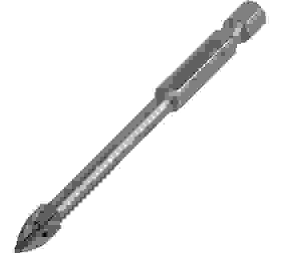 Сверло по керамической плитке 6 мм, крестовая пластина, 6-гр. хвостовик// Denzel