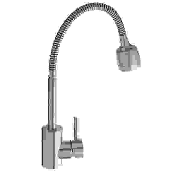 Смеситель для кухни, гибкий излив, керам. картридж 35мм, нерж. сталь, SS01-F132 СоюзКран