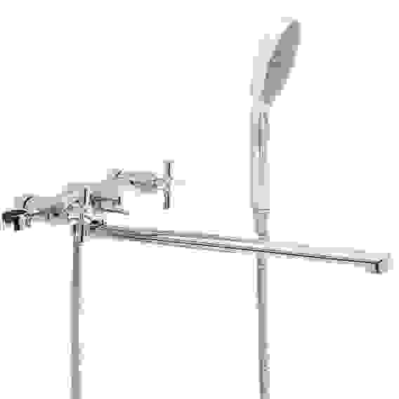 Смеситель для ванны с душем, прямой излив 35см, кер. кран-буксы 1/2, хром, цинк, SK08-P208 СоюзКран