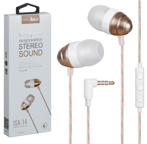 Наушники ISA-14 Кнопка ответа + микрофон ISA