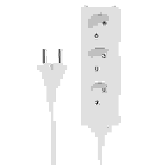 Удлинитель 3 гнезда, сеч. провода 0,75 кв.мм, 2м, евророзетка, 6A, макс. мощность1500Вт FORZA