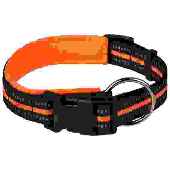 Ошейник для собак регулируемый светоотражающий (размер 48-60 см), цвет - оранжевый