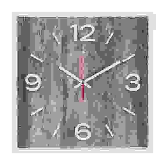 Часы настенные квадрат 30х30см, корпус белый \"Структура дерева\"\"Рубин\"