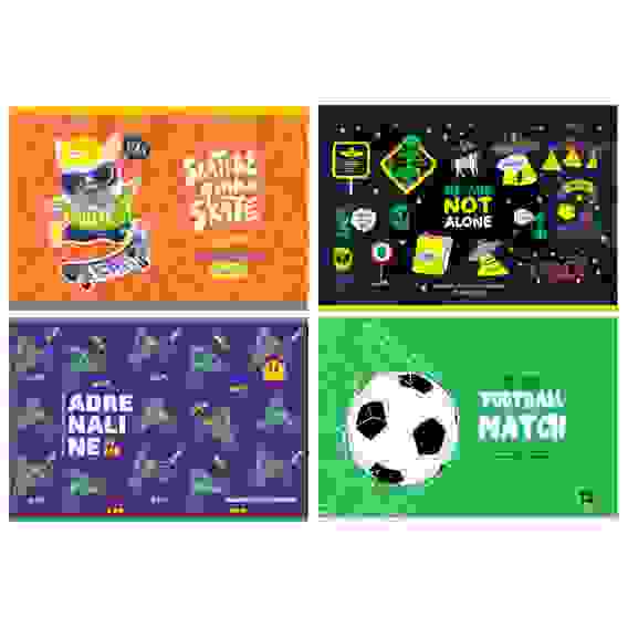 Альбом для рисования 12л., А4, на скрепке "Mix. Мальчики", эконом BG