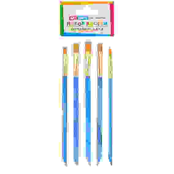 Набор кистей ArtSpace 5шт., синтетика, плоские, № 1, 2, 3, 4, 5, пакет, европодвес