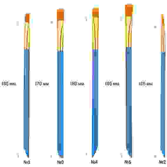 Набор кистей ArtSpace 5шт., синтетика, плоские, № 1, 2, 3, 4, 5, пакет, европодвес