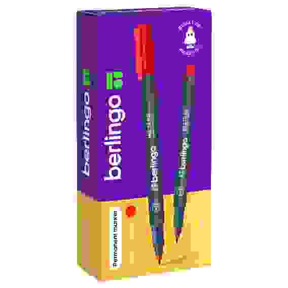 Маркер перманентный Berlingo "Multiline PE100" красный, пулевидный, 1мм