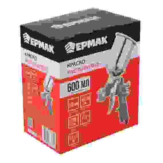 Краскораспылитель, 0.6 л металл.емкость, сопло 1.8 мм, 2,5- 3,5 бар, 230 л/мин ЕРМАК