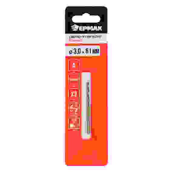 КОБАЛЬТ Сверло по металлу 3.0х61мм, сталь Р6М5К5, класс А ЕРМАК