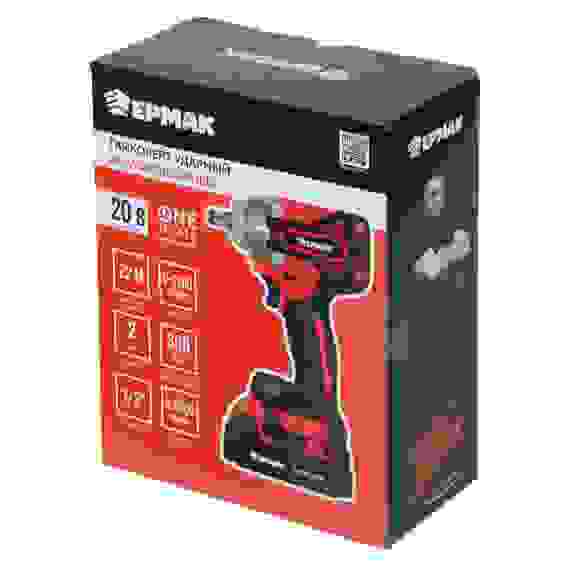 Гайковерт ударный аккумуляторный 20В, 2А*ч, 300 H*м ЕРМАК