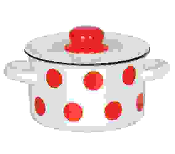 Кастрюля 2,9л цил белая с рис [ГОРОШКИ]