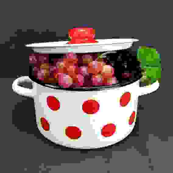 Кастрюля 2,9л цил белая с рис [ГОРОШКИ]