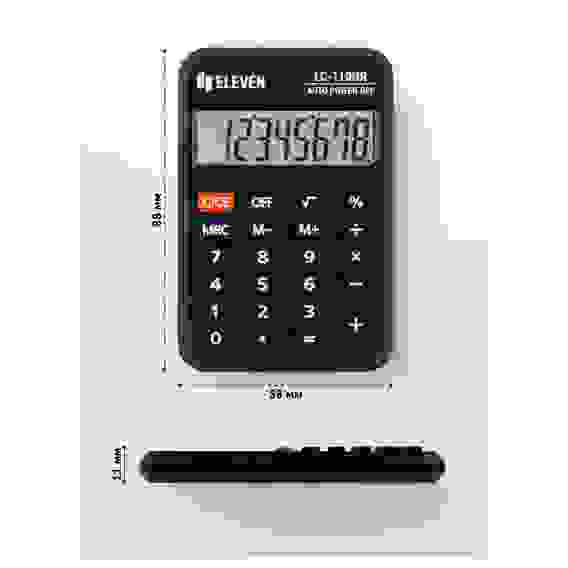 Калькулятор карманный Eleven LC-110NR, 8 разрядов, питание от батарейки, 58*88*11мм, черный
