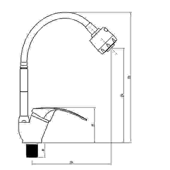 Смеситель для кухни, гибкий излив, керам. картридж 40мм, хром, цинк, SK01-F106 СоюзКран