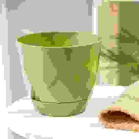 Горшок для цветов Laurel 2,3 л с поддоном (зеленый), 221610918/01 (замена 911705) IDIland